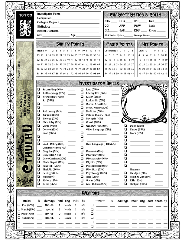 AutoCalc Character Sheet Instructions - Chaosium
